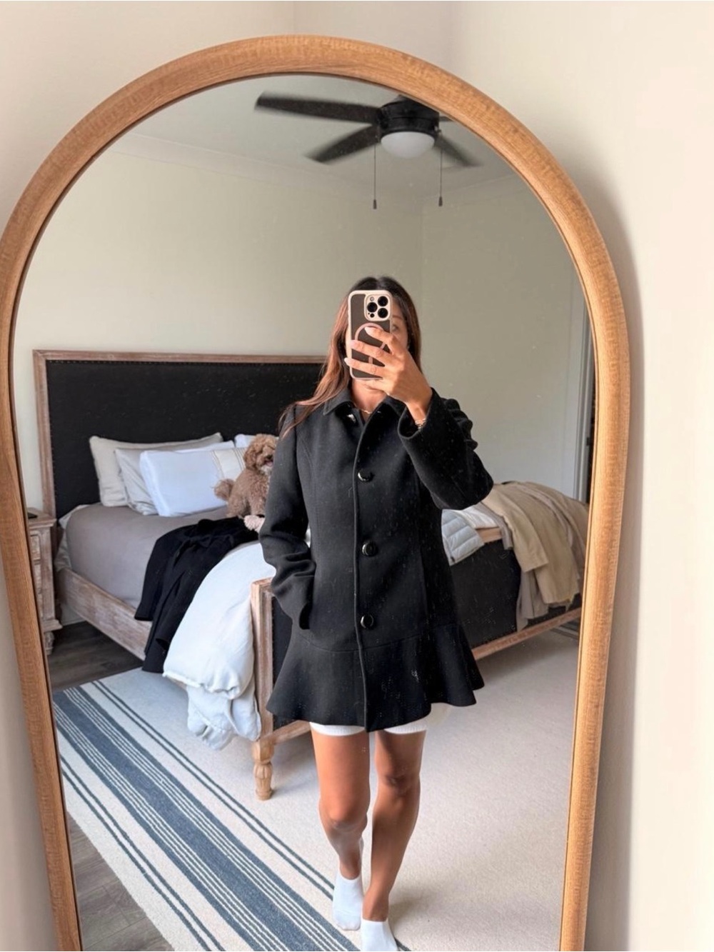 Kate Spade Black Button-Front Peplum Coat Dress
